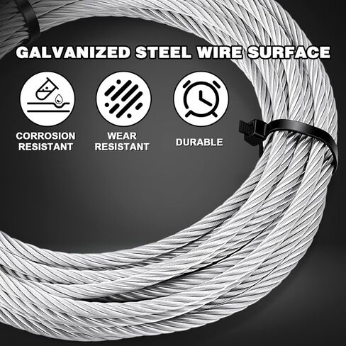 Moxweyeni 2 Pack Galvanized Steel Winch Cable with Hook, 3/16 Inch x 25 Feet, 4200 Lbs, Breaking Strength, Heavy Duty Winch Cable Replacement for ATV UTV Tow Truck, Trailer Boat Off-Road Recovery in Kuwait
