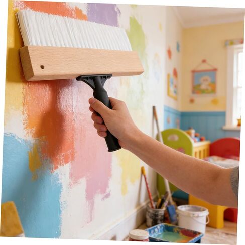SOLUSTRE Texture Paint Brush with Angled Linen Effect Bristles, 32cm Wide Art Paint Tool for Wall Decoration, Drywall Texture and Craft Painting Supplies in Kuwait
