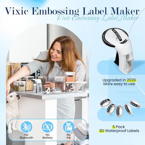 Vixic Embossing Label Maker, Vintage Manual Embosser, Scrapbook Junk Journal Supplies, Old School Fashioned Label Maker Retro Labeler with 5 Rolls 9mm 3D Waterproof Tapes for Home Office DIY Crafts in Kuwait