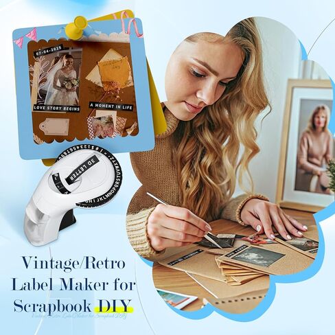 Vixic Embossing Label Maker, Vintage Manual Embosser, Scrapbook Junk Journal Supplies, Old School Fashioned Label Maker Retro Labeler with 5 Rolls 9mm 3D Waterproof Tapes for Home Office DIY Crafts in Kuwait
