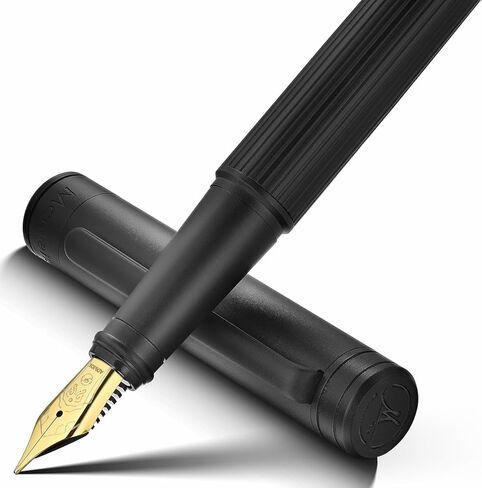 MCNTEIK 317 Fountain Pen,Stunning Luxury Piano Lacquer,18K Gilded Nib(Fine),Gorgeous 24K Gold Finish, Ink Converter,Best Gift for Men&Women-Elegant,Executive,Nice Pens for Writing, BU-F in Kuwait