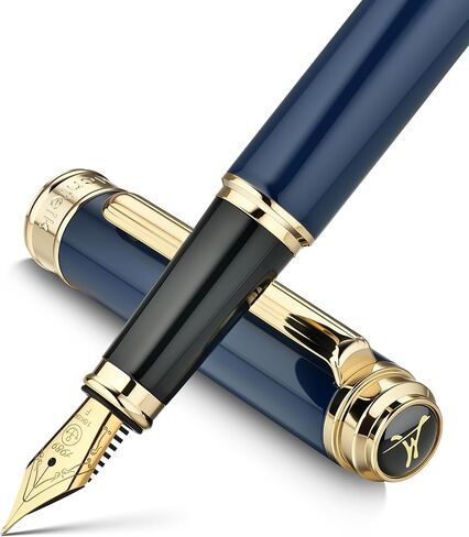 MCNTEIK 317 Fountain Pen,Stunning Luxury Piano Lacquer,18K Gilded Nib(Fine),Gorgeous 24K Gold Finish, Ink Converter,Best Gift for Men&Women-Elegant,Executive,Nice Pens for Writing, BU-F in Saudi Arabia