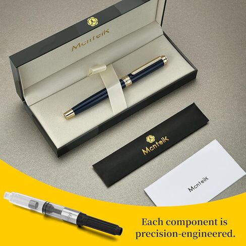 MCNTEIK 317 Fountain Pen,Stunning Luxury Piano Lacquer,18K Gilded Nib(Fine),Gorgeous 24K Gold Finish, Ink Converter,Best Gift for Men&Women-Elegant,Executive,Nice Pens for Writing, BU-F in Saudi Arabia