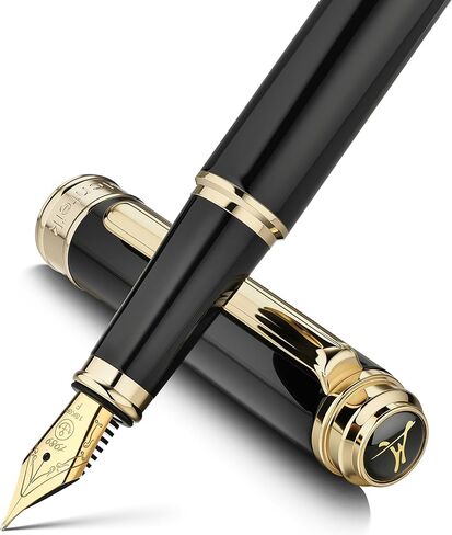 MCNTEIK 317 Fountain Pen,Stunning Luxury Piano Lacquer,18K Gilded Nib(Fine),Gorgeous 24K Gold Finish, Ink Converter,Best Gift for Men&Women-Elegant,Executive,Nice Pens for Writing, BU-F in Saudi Arabia