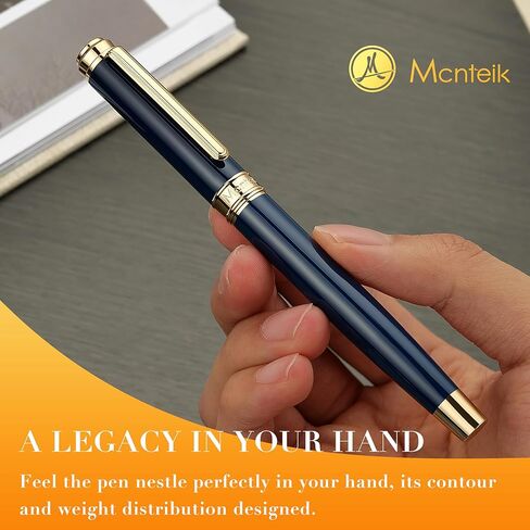MCNTEIK 317 Fountain Pen,Stunning Luxury Piano Lacquer,18K Gilded Nib(Fine),Gorgeous 24K Gold Finish, Ink Converter,Best Gift for Men&Women-Elegant,Executive,Nice Pens for Writing, BU-F in Saudi Arabia
