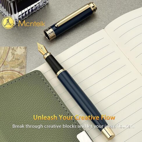 MCNTEIK 317 Fountain Pen,Stunning Luxury Piano Lacquer,18K Gilded Nib(Fine),Gorgeous 24K Gold Finish, Ink Converter,Best Gift for Men&Women-Elegant,Executive,Nice Pens for Writing, BU-F in Saudi Arabia