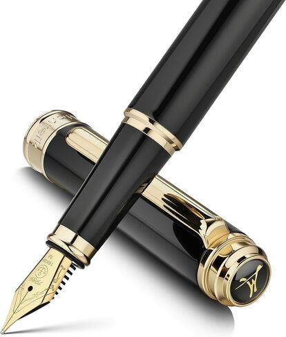 MCNTEIK 317 Fountain Pen,Stunning Luxury Piano Lacquer,18K Gilded Nib(Fine),Gorgeous 24K Gold Finish, Ink Converter,Best Gift for Men&Women-Elegant,Executive,Nice Pens for Writing, BU-F in Saudi Arabia