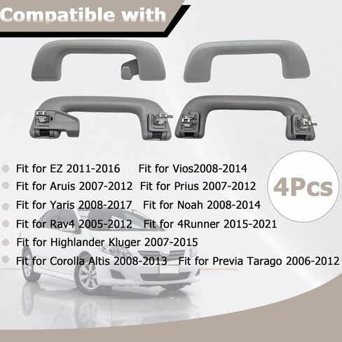 مقبض سحب للسقف الداخلي للسائق الأمامي والخلفي من at such 4 قطع مناسب لسيارة Toyota Corolla 4Runner Yaris Prius RAV4 2005-2021 استبدال مقابض الإمساك الداخلية لـ 74610-52030 74610-52020 in Kuwait