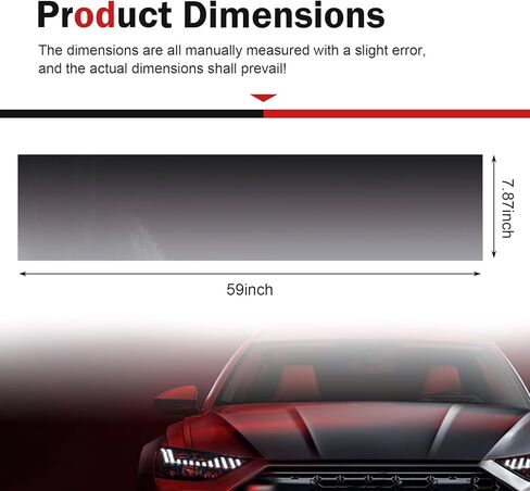 Car Windshield Tint Strip, 7.87" x 59" Window Sun Visor Strip Tint Film, Anti-Glare Car Windshield Banner Sticker, Gradient Black Sunproof One Way Privacy Film (Black #D) in Kuwait