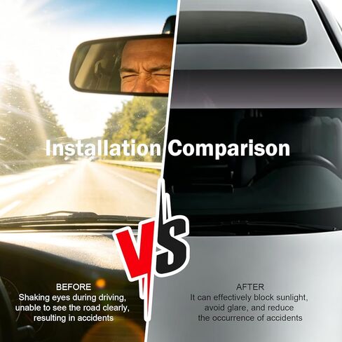 Car Windshield Tint Strip, 7.87" x 59" Window Sun Visor Strip Tint Film, Anti-Glare Car Windshield Banner Sticker, Gradient Black Sunproof One Way Privacy Film (Black #D) in Kuwait