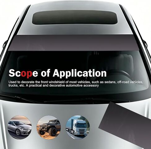Car Windshield Tint Strip, 7.87" x 59" Window Sun Visor Strip Tint Film, Anti-Glare Car Windshield Banner Sticker, Gradient Black Sunproof One Way Privacy Film (Black #D) in Kuwait