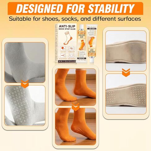 Sock Stop Anti Slip Adhesive 100ml 2 Pack, Water Based Odorless Clear Sock Glue with Precision Tip, Quick Dry Washable Non Slip Grip Coating for Socks, Rugs, Bath Mats, Blankets and Household Fabrics in Kuwait