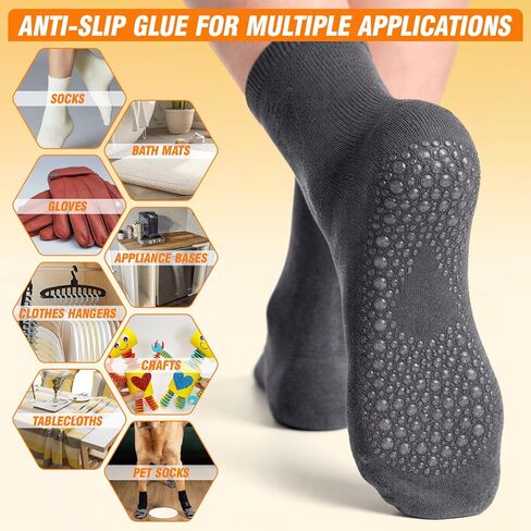 Sock Stop Anti Slip Adhesive 100ml 2 Pack, Water Based Odorless Clear Sock Glue with Precision Tip, Quick Dry Washable Non Slip Grip Coating for Socks, Rugs, Bath Mats, Blankets and Household Fabrics in Kuwait