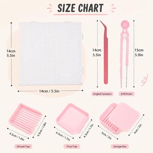 7PCS Fuse Beads Tool Kit for 2.6mm Mini Beads, Efficient Precision Bead Picker with Single Needle Tweezers, Alignment & Sorting Tray, Craft Storage Box for DIY Pixel Art (Pink) in Kuwait