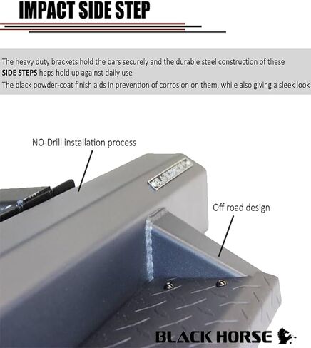 Black Horse Impact Heavy Duty Drop Side Steps Black Compatible with 2022-2024 Toyota Tundra Crew Max-IM-TOTU22 in Kuwait