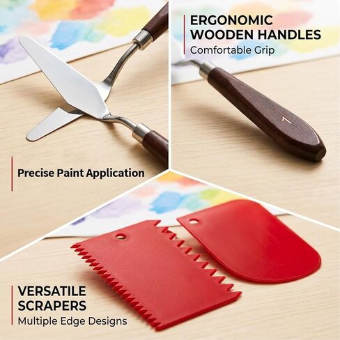 11Pcs Pallet Knife Set, Professional Palette Knives for Acrylic Paint, Stainless Steel Paint Spatula With 6 Plastic Scrapers Paint Tool for Oil, Canvas, Acrylic Painting and Cake in Kuwait
