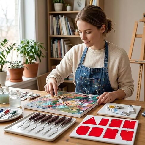 11Pcs Pallet Knife Set, Professional Palette Knives for Acrylic Paint, Stainless Steel Paint Spatula With 6 Plastic Scrapers Paint Tool for Oil, Canvas, Acrylic Painting and Cake in Kuwait