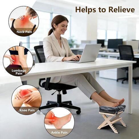 Adjustable Double Step Under Desk Footrest with 5 Height Options, Ergonomic Foot Rest Stool with Black Cushion for Office Home, Ottoman for Work and Computer Gaming Comfort. in Saudi Arabia