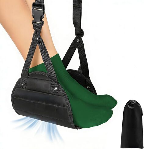 Airplane Foot Rest Hammock for Flight, Adjustable Foot Rest Under Desk, Portable Wide Foot Support for Long Trips & Office, Travel Essentials, Best Airplane Gadgets & Travel Gifts (1 PC) in Saudi Arabia