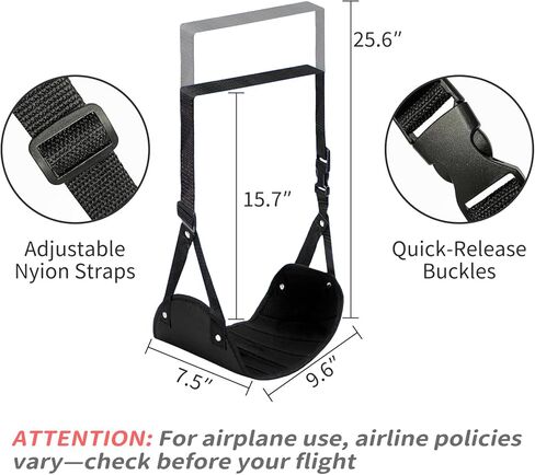 Airplane Foot Rest Hammock for Flight, Adjustable Foot Rest Under Desk, Portable Wide Foot Support for Long Trips & Office, Travel Essentials, Best Airplane Gadgets & Travel Gifts (1 PC) in Saudi Arabia