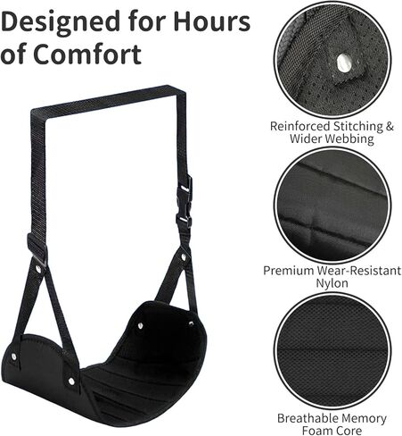 Airplane Foot Rest Hammock for Flight, Adjustable Foot Rest Under Desk, Portable Wide Foot Support for Long Trips & Office, Travel Essentials, Best Airplane Gadgets & Travel Gifts (1 PC) in Saudi Arabia