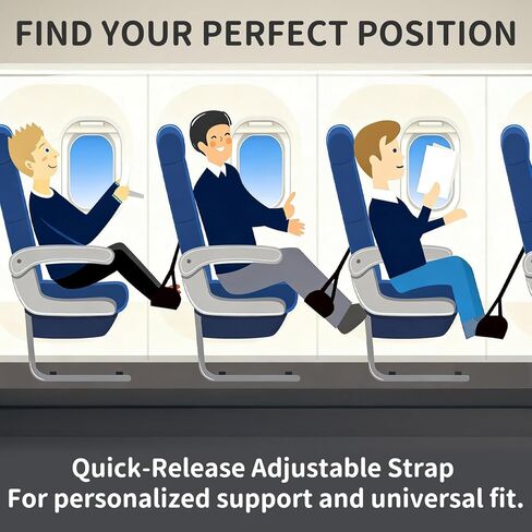 Airplane Foot Rest Hammock for Flight, Adjustable Foot Rest Under Desk, Portable Wide Foot Support for Long Trips & Office, Travel Essentials, Best Airplane Gadgets & Travel Gifts (1 PC) in Saudi Arabia