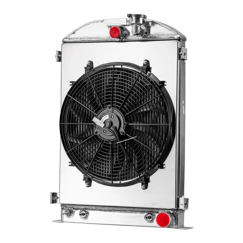 4 Row Aluminum Radiator Shroud Fan Compatible with 1933-35 Ford Model A Base 2.2L Chevy V8 in Kuwait