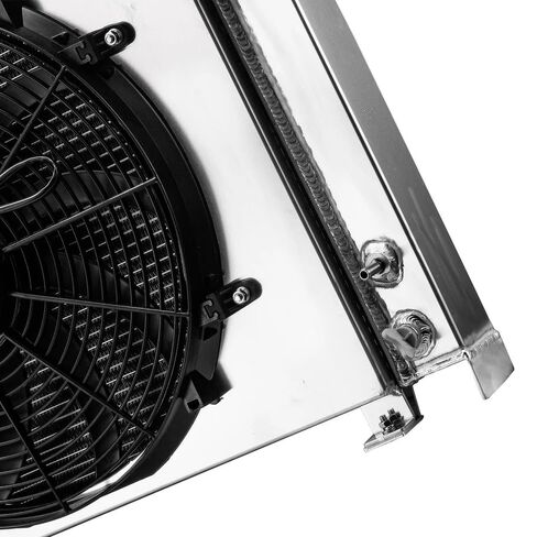 4 Row Aluminum Radiator Shroud Fan Compatible with 1933-35 Ford Model A Base 2.2L Chevy V8 in Kuwait