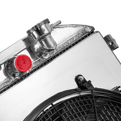 4 Row Aluminum Radiator Shroud Fan Compatible with 1933-35 Ford Model A Base 2.2L Chevy V8 in Kuwait