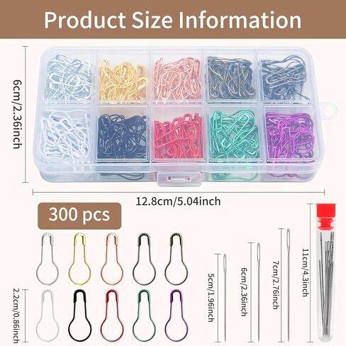 300 Pcs Crochet Markers, Calabash Pins with 18 Pcs Blunt Needles,Metal Stitch Markers for Knitting, Crocheting, Crochet Accessories and Supplies, Fabric,Clothing Tag,DIY Craft Project in Kuwait