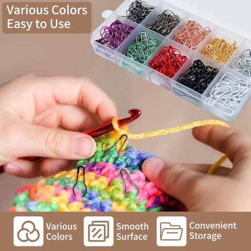 300 Pcs Crochet Markers, Calabash Pins with 18 Pcs Blunt Needles,Metal Stitch Markers for Knitting, Crocheting, Crochet Accessories and Supplies, Fabric,Clothing Tag,DIY Craft Project in Kuwait