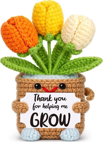 Mini Thank You Gifts for Women Handmade Positive Crochet Tulip Graduation Thank You Teachers End of Year Farewell Teacher Appreciation Gifts for Teachers Nurse Doctor Coworker Friend Boss Lady in Kuwait