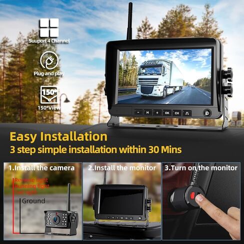 RV Wireless Backup Camera Plug and Play: Pre-Wired for Furrion System Recording Back Rear View Camera Easy Setup for Truck Trailer Motorhome Night Vision HD 1080P 7'' Monitor Split Screen Xroose CW7 in Saudi Arabia