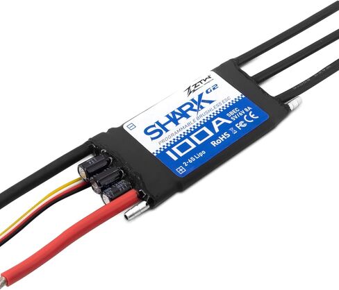 ZTW Shark G2 80A ESC 2-6S Built-in Swithcing BEC 5V/6V 8A Water-Cooling Bidirectional Waterproof Brushless Speed Controller for RC Boat Marine in Kuwait