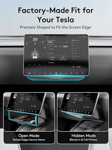 صندوق تخزين أسفل الشاشة لطراز Tesla Y وطراز 3، صينية تنظيم مخفية مع غطاء ناعم الإغلاق، سجادات من السيليكون، تناسب إصدارات Juniper وHighland والإصدارات السابقة in Kuwait