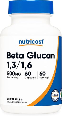 Nutricost Beta Glucan 500mg 1,3D Glucan, 60 Vegetarian Capsules - Gluten Free, Non-GMO in Saudi Arabia