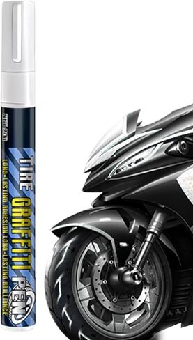 White Tire Marker For Racing Quick Dry Paint Pen For Rubber Racing Tire Paint Clear Identification Compact Storage For Drivers Trucks RVs Motorcycles Detailers Shops Modifier Racers Restorers Shows in Saudi Arabia