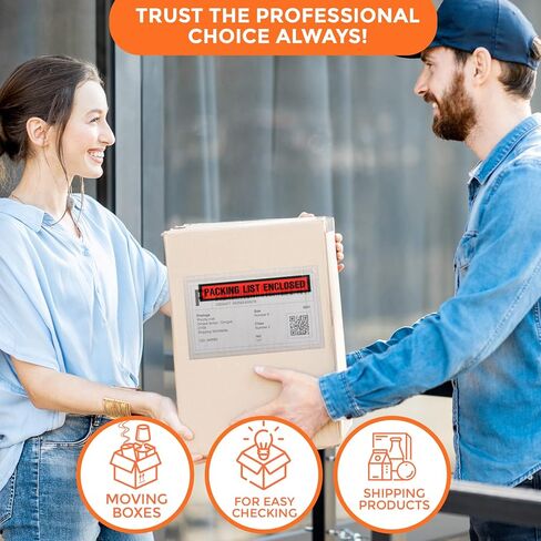 أكياس مظاريف قابلة للانزلاق بواسطة PackageZoom 1000-Pack - أكمام ملصق شحن ذاتية اللصق شفافة مع طباعة "قائمة التعبئة المغلقة" - جيوب تحميل علوية مقاومة للماء للفاتورة/قائمة التعبئة - 7 بوصة × 5.5 بوصة in Kuwait