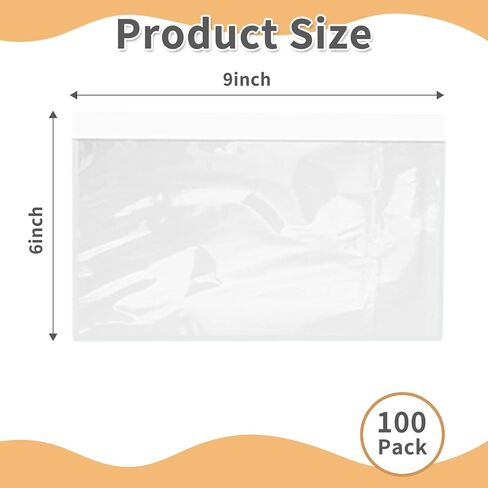 6" x 9" Shipping Label Sleeves Plastic Envelopes Self-Adhesive Top Loading Packing List Envelopes, Clear Mailing Label Pouch for Packages(100 Pack) in Kuwait