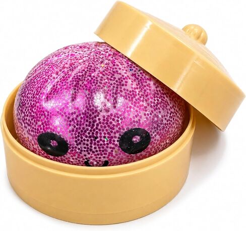 Glitter Dumpling Squishy, Mystery Box Style, Pick Your Color, Super Soft Squeeze Fidget Toy, Satisfying Stress Relief Sensory Desk Toy, with Food Steamer (Classic Pearl White Dumpling) in Kuwait