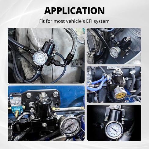 EVIL ENERGY EFI Fuel Pressure Regulator Kit Adjustable (20-120PSI) with Gauge 6AN PTFE Fuel Line Hose Fitting Connectors Kit Universal Aluminum (black) in Kuwait