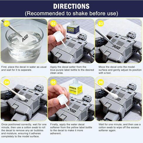 Mr. Mark Setter & Softer Bundle for Gundam Models, Decal Adhesive & Softening Solution Set, Strong Adhesion & Curve Conform Fit, 40ml + 40ml, 2 Bottles in Kuwait
