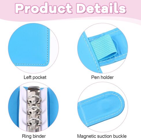 6 Pcs A6 Budget Binder Set Pu Leather Refillable 6 Ring Notebook Binder Cover Loose Leaf Personal Planner Cover with Magnetic Closure in Kuwait