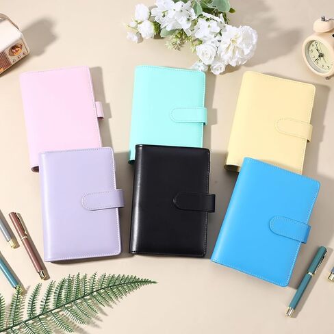 6 Pcs A6 Budget Binder Set Pu Leather Refillable 6 Ring Notebook Binder Cover Loose Leaf Personal Planner Cover with Magnetic Closure in Kuwait