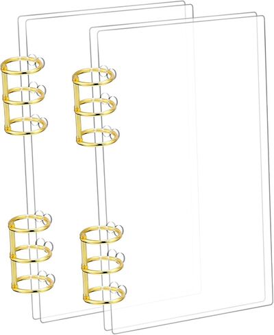 Fullhawl 2 Pack A6 Clear Binder 6 Ring Clear Acrylic Binder Notebook Cover Refillable Personal Planner Loose Leaf Folder with Gold Metal Round Ring for School Meeting Travel Office in Kuwait