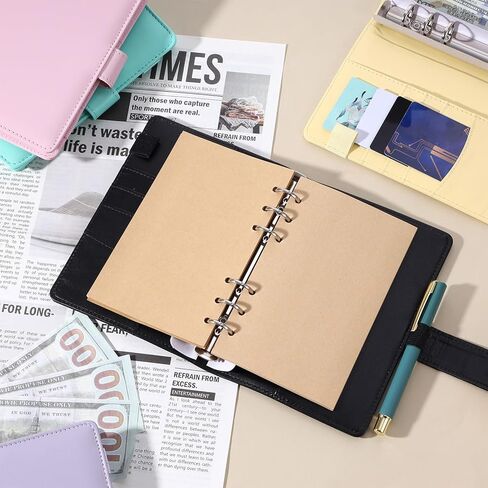 6 Pcs A6 Budget Binder Set Pu Leather Refillable 6 Ring Notebook Binder Cover Loose Leaf Personal Planner Cover with Magnetic Closure in Kuwait