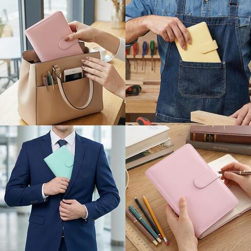 6 Pcs A6 Budget Binder Set Pu Leather Refillable 6 Ring Notebook Binder Cover Loose Leaf Personal Planner Cover with Magnetic Closure in Kuwait