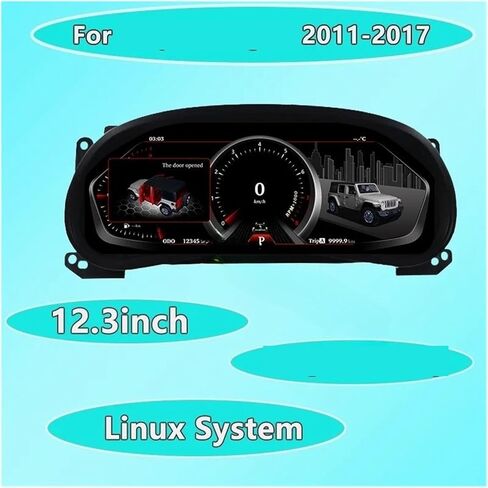 سيارة LCD العنقودية أداة سرعة متر شاشة الوسائط المتعددة أميال تعديل لوحة القيادة الرقمية متوافق مع جيب رانجلر 2011-2017 in Kuwait