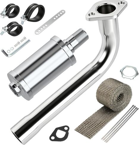 YOXUFA 212cc Mini Bike Exhaust Header Muffler Replacement for Predator 212cc 224cc 196cc Coleman CT200U CT200U-EX BT200X Baja Warrior MB200 Motvox GX160 GX200 6.5hp Engine Go Kart Minibike Pipe Parts in Kuwait