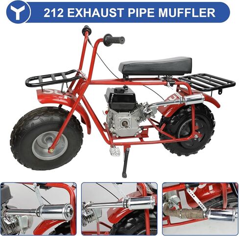YOXUFA 212cc Mini Bike Exhaust Header Muffler Replacement for Predator 212cc 224cc 196cc Coleman CT200U CT200U-EX BT200X Baja Warrior MB200 Motvox GX160 GX200 6.5hp Engine Go Kart Minibike Pipe Parts in Kuwait